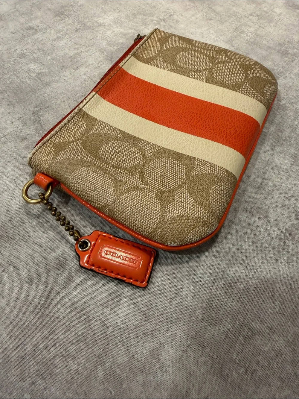 Vintage Coach Signature Zip Canvas Wristlet